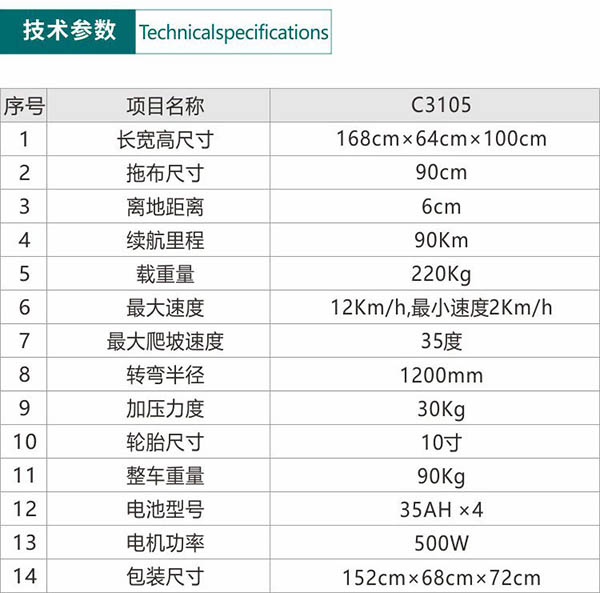 电动华池尘推车C3105